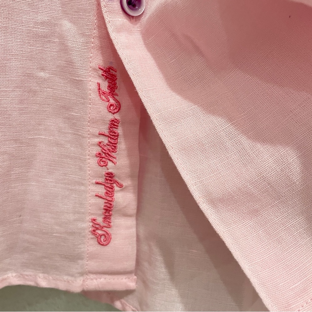 NEW Robert Graham Men's Size S Boris Pink Short Sleeve Button Up Shirt Linen - Picture 6 of 9